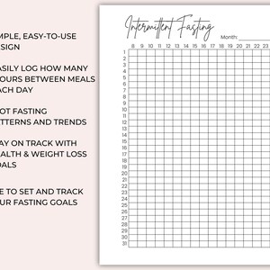Monthly Intermittent Fasting Tracker Printable - Journal Page - Food Intake Tracker - 16/8 ...