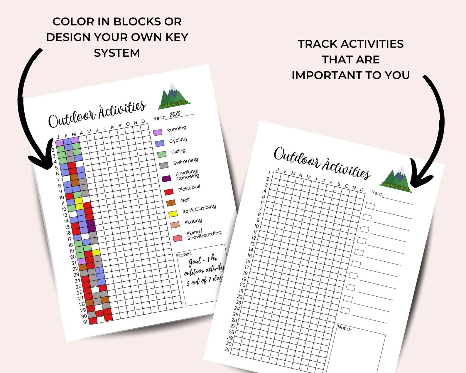 Outdoor Activity Inventory Outdoor Activities Tracker Printable: Yearly Adventure Journal Page ...