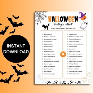 Halloween Would You Rather Game, Spooky Halloween Game Printable, Halloween Party Game for Adults & Kids, Halloween Icebreaker Game