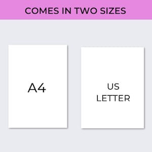 Puede incluir: Dos hojas de papel blancas con el texto "A4" y "US LETTER" impreso en ellas. El texto indica los dos tama&ntilde;os en los que viene el producto.