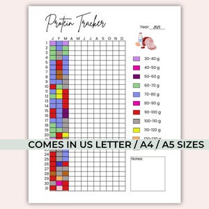Protein Tracker Printable - Journal Page - Macro Tracker - Protein Log - High Protein Intake Tracking - Monthly Protein Tracker