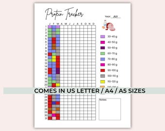 Protein Tracker Printable - Journal Page - Macro Tracker - Protein Log - High Protein Intake Tracking - Monthly Protein Tracker