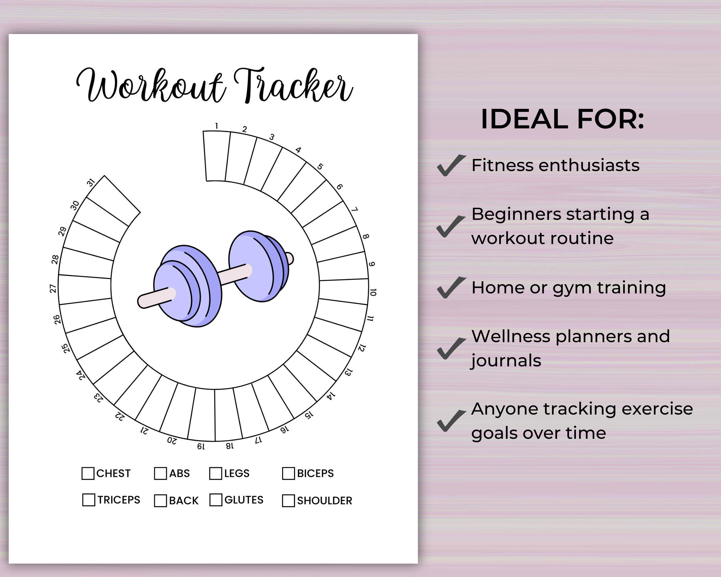 Workout Tracker - Printable Fitness Journal Page - Daily Exercise Log ...