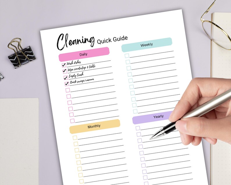Editable Cleaning Schedule, Printable Cleaning Chart, Daily Weekly ...