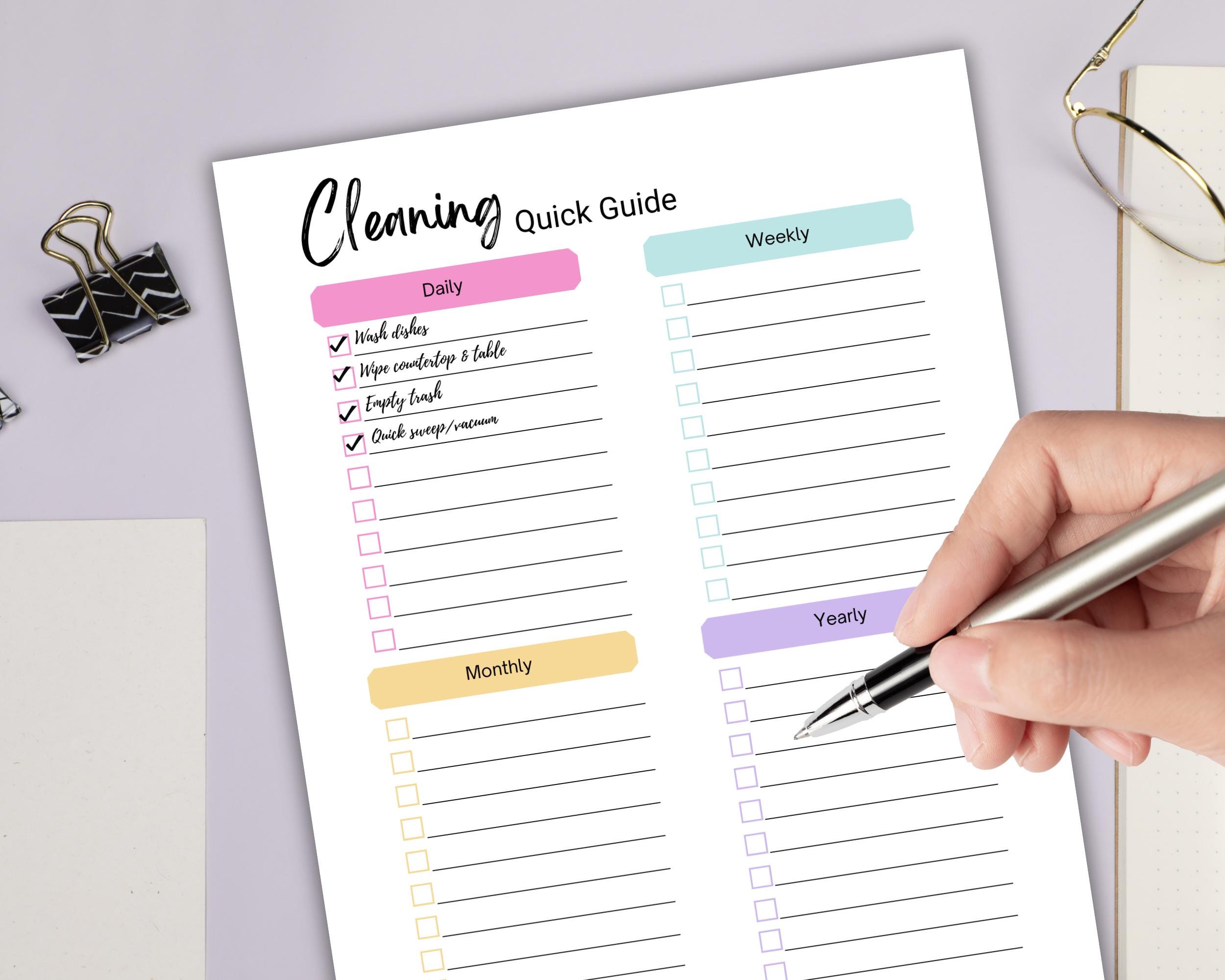 Editable Cleaning Schedule, Printable Cleaning Chart, Daily Weekly ...