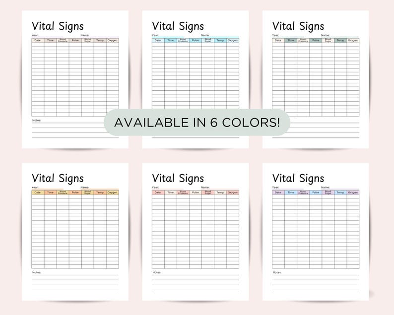 Editable & Printable Vital Signs Chart, Vital Signs Log, Nursing ...