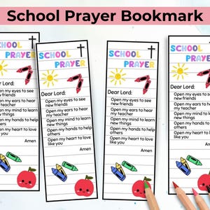 First Day of School Prayer Bookmark - Back to School Christian Bookmark Gift - Backpack Blessing Bookmark - School Blessing Bookmark