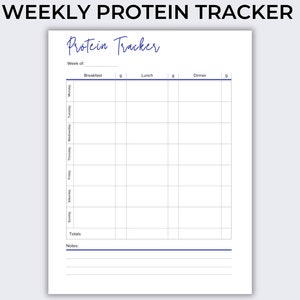 Protein Tracker Printable, Weekly Protein Tracker, Macro Tracker, Food Tracking, Food Diary, High Protein, Protein Intake, Meal Prep