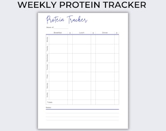 Protein Tracker Printable, Weekly Protein Tracker, Macro Tracker, Food Tracking, Food Diary, High Protein, Protein Intake, Meal Prep