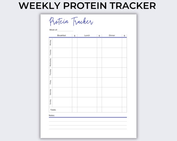 Protein Tracker Printable, Weekly Protein Tracker, Macro Tracker, Food Tracking, Food Diary, High Protein, Protein Intake, Meal Prep