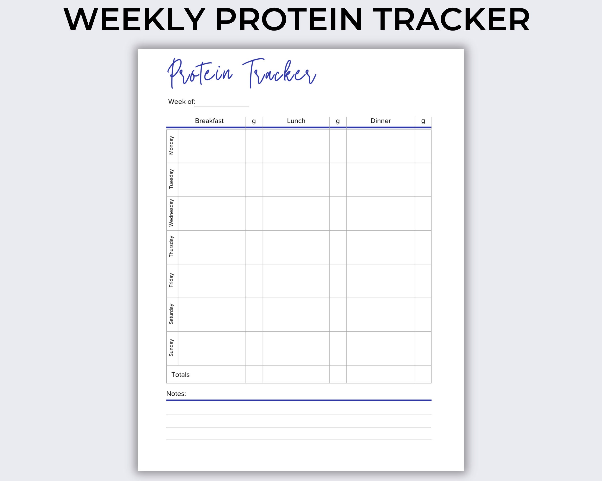 protein tracker zum ausdrucken, wöchentlicher protein tracker