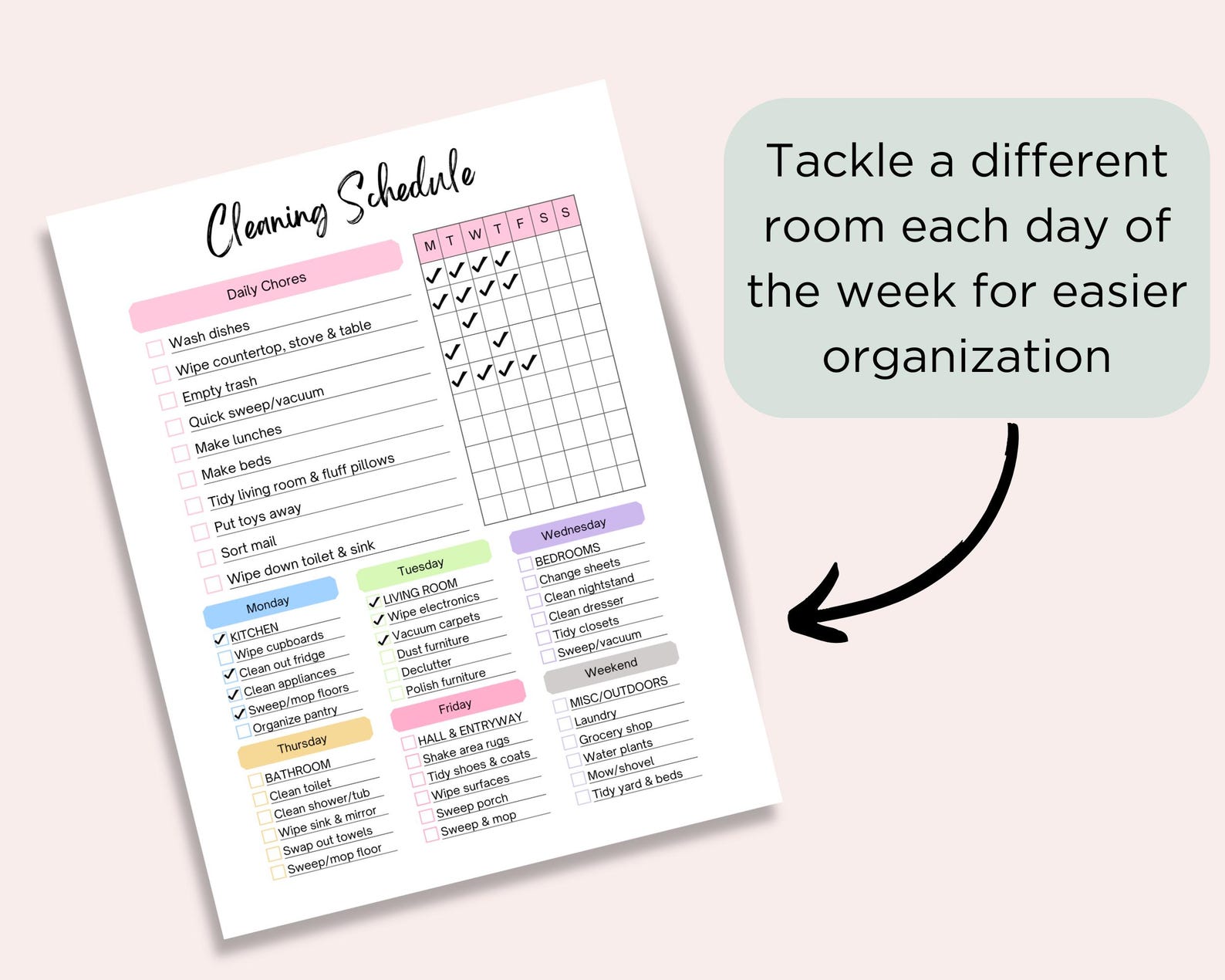 Editable Cleaning Schedule, Printable Cleaning to Do List, Weekly ...