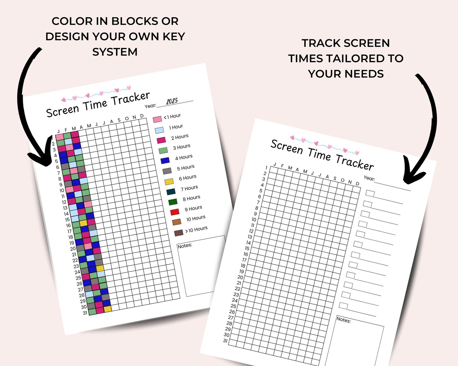 Yearly Screen Time Tracker - Printable Journal Page - Daily Screen Time ...