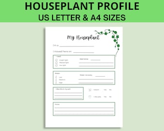 Printable Plant Profile, Indoor Plant Care, Plant Planner, Plant Care Guide, Plant Instructions, Plant Journal, Houseplant Care
