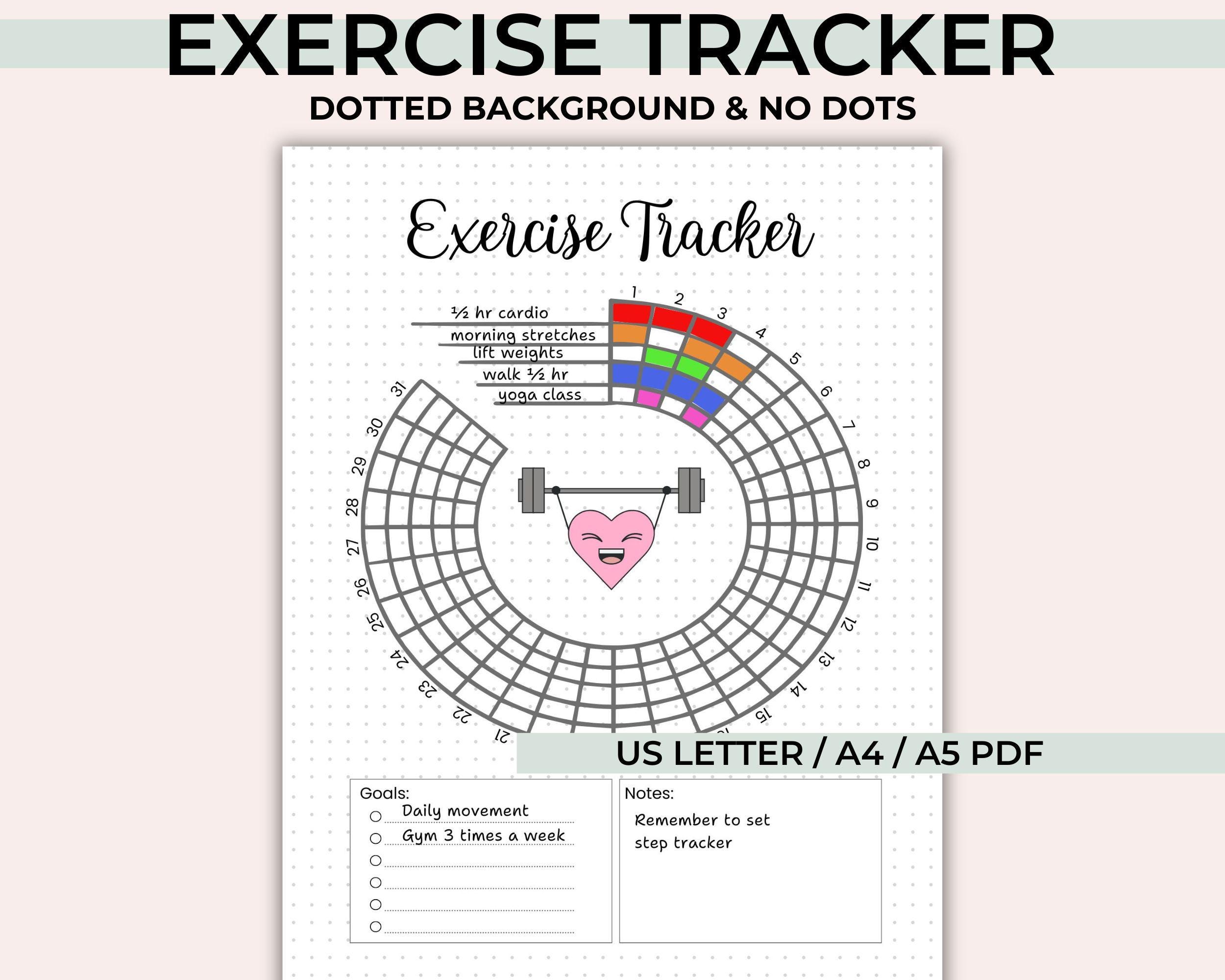 Monthly Exercise Tracker Printable - Workout Log - Fitness Goal Planner ...