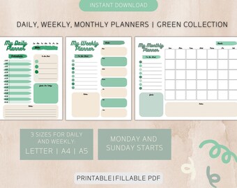 Weekly Planner | Daily Planner | Monthly Planner | Printable Planner | Digital Planner, ADHD Planner, Weekly Template, Daily Digital Planner