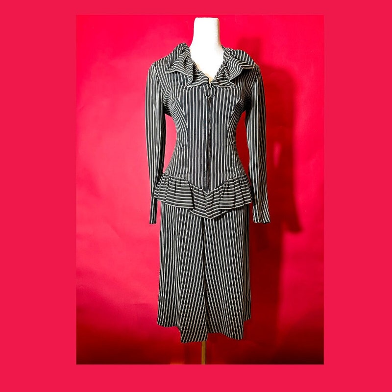 Peplum Jacket & Draped Skirt Set