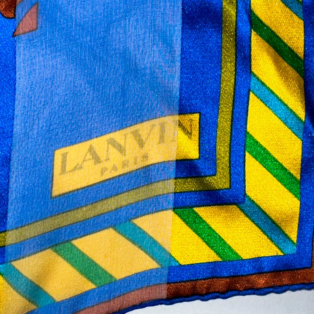 Vintage Lanvin Silk Scarf / Silk Head Wrap / Designer Scarf