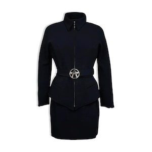 Thierry Mugler Two Piece Set / 90s Thierry Mugler Set / Mugler Black Batwing Sleeve Jacket / Thierry Mugler Black Jacket Set
