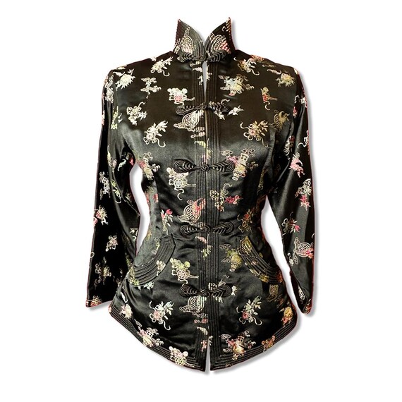 Vintage Asian Silk Jacket Oriental Theme Blouse Brocade Blouse