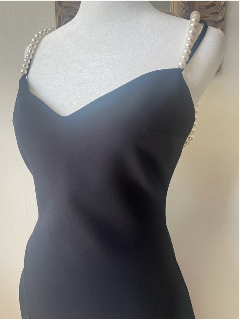 Black Pearl Embellished Slit Dress