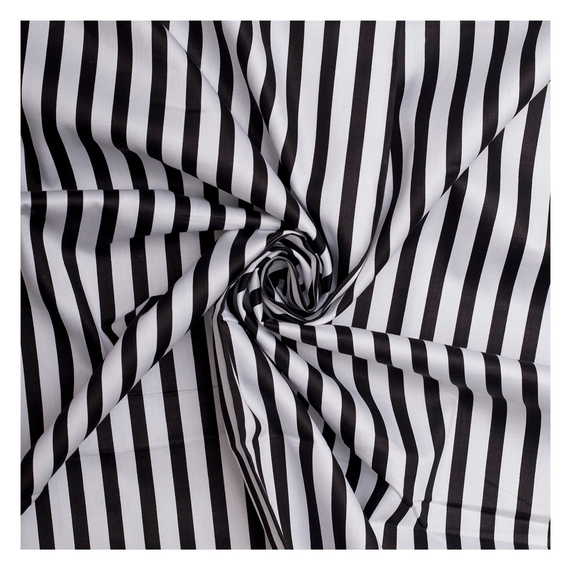 Premium Luxury Pure Cotton. Black and White Stripes Shirting Fabric.