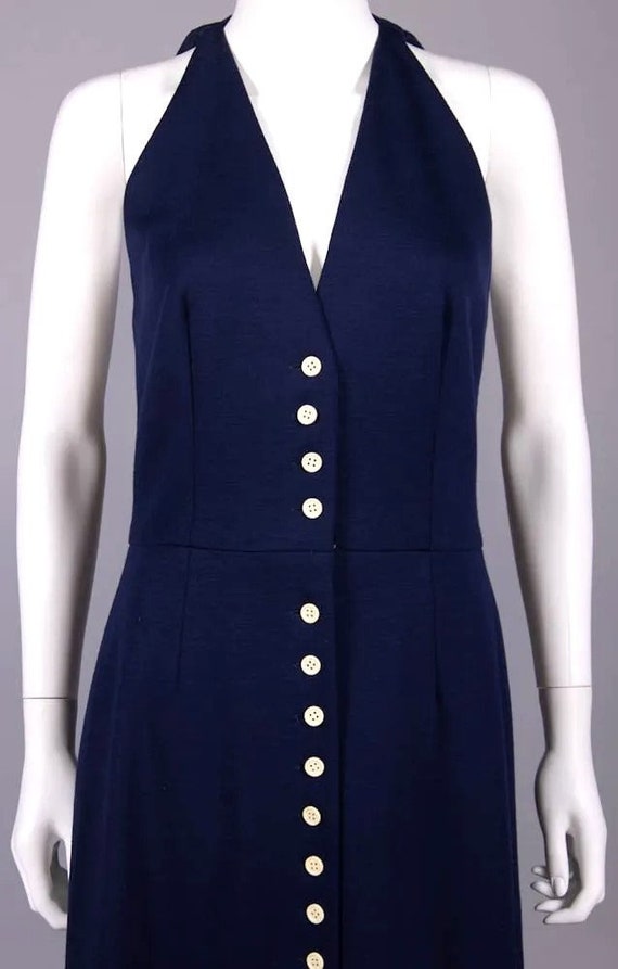 Lanvin Navy Button Up Maxi Dress 1980s - Approx US