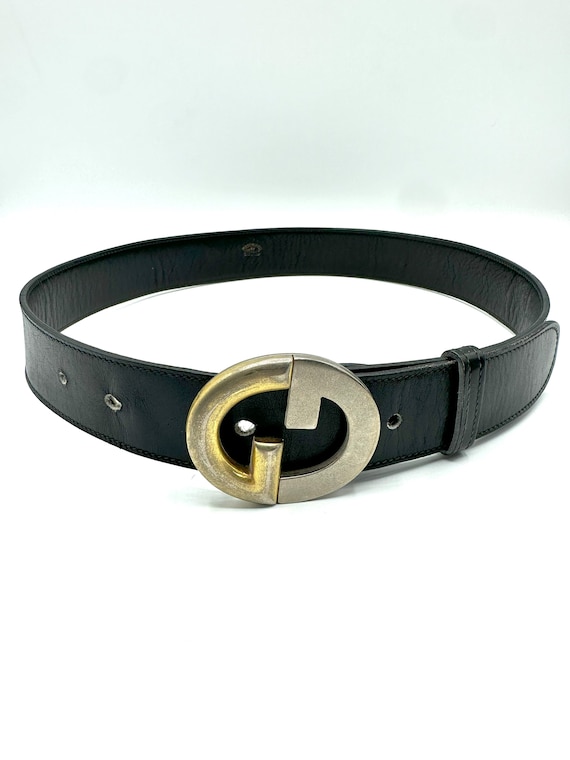 Gucci Black Leather Belt GG Logo - Size 75