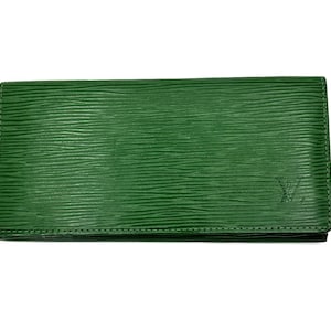 Premium Epi leather Credit Card Holder, Dark Green leather card wallet WL139