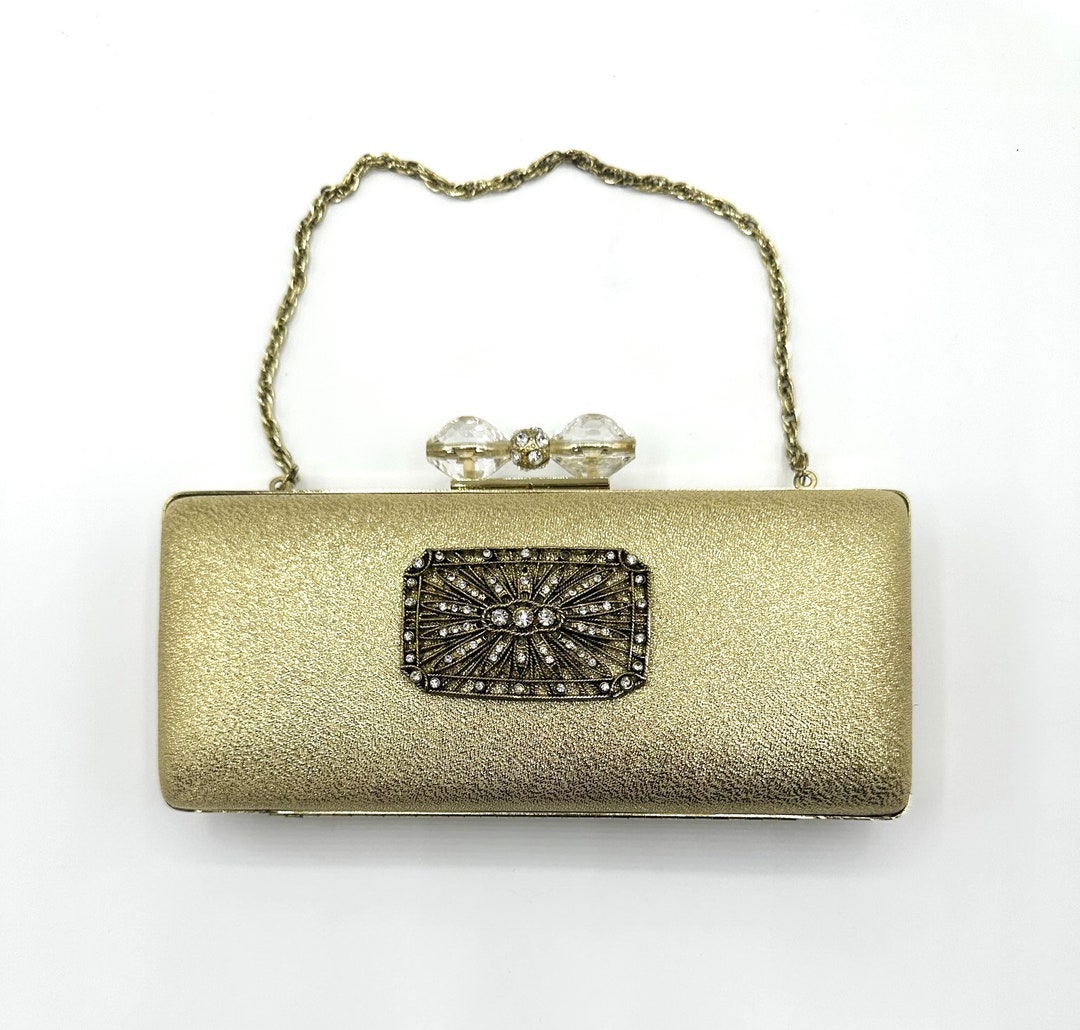 Gold Embellished Hard Shell Evening Bag/clutch Etsy