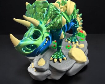 Modelo de dinosaurio Triceratops flexible impreso en 3D XL