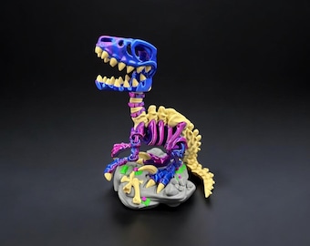 Modelo articulado de Raptor impreso en 3D, dinosaurio coleccionable