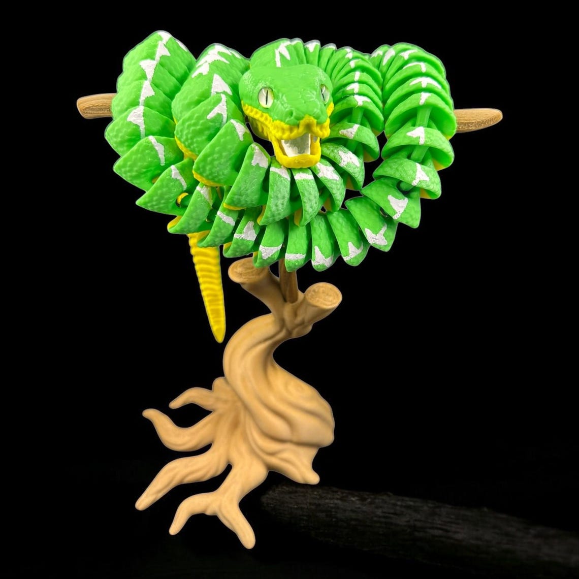 3D Printed Articulated Snake Model With Tree Stand, Glass Eyes - Etsy