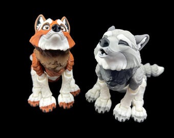 Figura articulada de lobo impresa en 3D: decoración de PLA ensamblada a mano