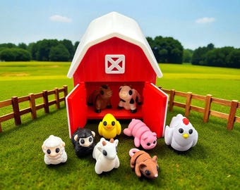 Juego de granja impreso en 3D: juguetes antiestrés de animales de granja