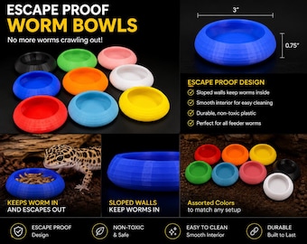 Comedero para lombrices a prueba de escapes impreso en 3D, comedero para reptiles