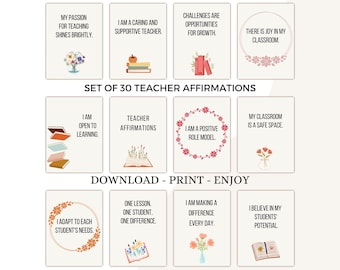 Teacher Affirmation Cards Printable, Back To School Gift, Teacher Appreciation Gift, Positive Affirmations For Teacher, Teacher Affirmation