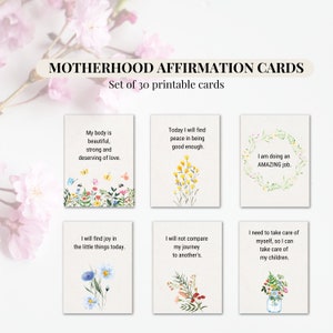 Motherhood Affirmation Cards Printable, Positive Affirmations For Mothers, Gift For Empowering New Moms, Inspirational Daily Affirmations