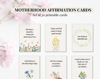 Moederschap bevestigingskaarten afdrukbaar, positieve affirmaties voor moeders, cadeau voor het empoweren van nieuwe moeders, inspirerende dagelijkse affirmaties