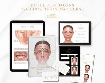 Curso de capacitación sobre toxina botulínica editable: Guía, certificado y expedientes (descarga digital)