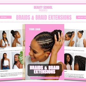 Hair Braiding Manual, Braiding Course, Braids , Training Manual, Braid Extensions, PDF eBook, Afro Braiding, Edit in Canva