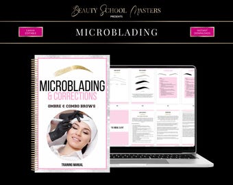 Microblading Training Manual, Eyebrow Tattoo Guide (PDF eBook & Editable Canva Template)