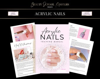 Acrylic Nail Extensions Training Manual, Editable Canva eBook (PDF)