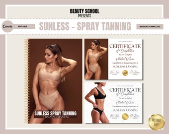 Spray Tan Manual, Sunless Tanning Training Manual Guide, Learn Tanning, Body Polishing, Instructor, Student, Certificate, Edit in Canva