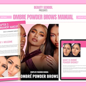PMU Brows Manual, Ombre, Powder Brow, Training Manual, Editable, Microshading, Ombre Brow, Brow Mapping, Corrections, Edit in Canva