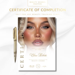 Beauty Training Academy Certificate of Completion | Editable Canva Template | Digital Download