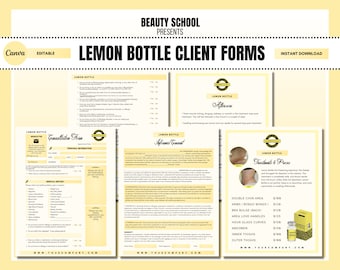 Lemon Bottle Consent Forms, Lemon Bottle Treatment Forms, Lemon Bottle Client Waiver, Lemon Bottle Aftercare, Edit in Canva