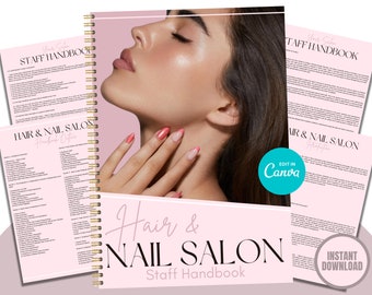 Nail Salon, Hair Salon, Staff Handbook, Editable Salon Handbook, Editable Staff Guide, Salon Guide for Staff Members, Edit in Canva