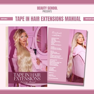 Tape-In Hair Extensions Training Manual, Tape In Hair Extensions, TAPE IN HAIR Training Guide, Hair Extensions eBook, Edit in Canva