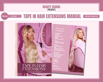 Tape-In Hair Extensions Training Manual, Tape In Hair Extensions, TAPE IN HAIR Training Guide, Hair Extensions eBook, Edit in Canva